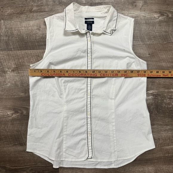Izod White Button Front Sleeveless Top Size 14 - Picture 5 of 6